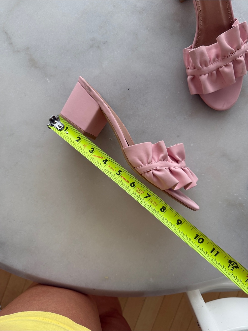 Pink Ruffle Slide Heels - Picture 6 of 7